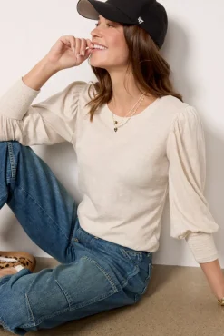 Tops & Tees<NATION LTD Loren Peasant Tee Heatheroat