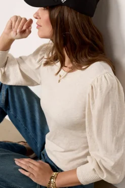 Tops & Tees<NATION LTD Loren Peasant Tee Heatheroat