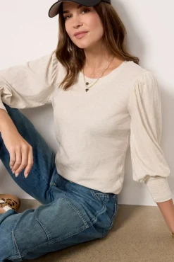 Tops & Tees<NATION LTD Loren Peasant Tee Heatheroat