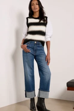 Sweaters<EVEREVE Lucy Two-Fer White/Black