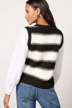Sweaters<EVEREVE Lucy Two-Fer White/Black