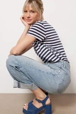 Tops & Tees<VELVET Lyla Stripe Tee Navy/White