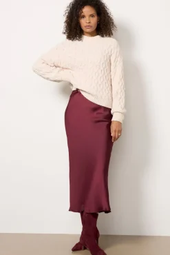 Skirts<EVEREVE Maddie Satin Skirt Burgundy