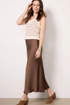 Skirts<EVEREVE Maddie Satin Skirt Chocolatebrown