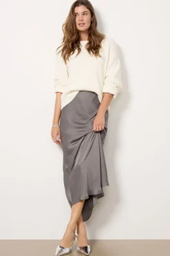 Skirts<EVEREVE Maddie Satin Skirt Gunmetal