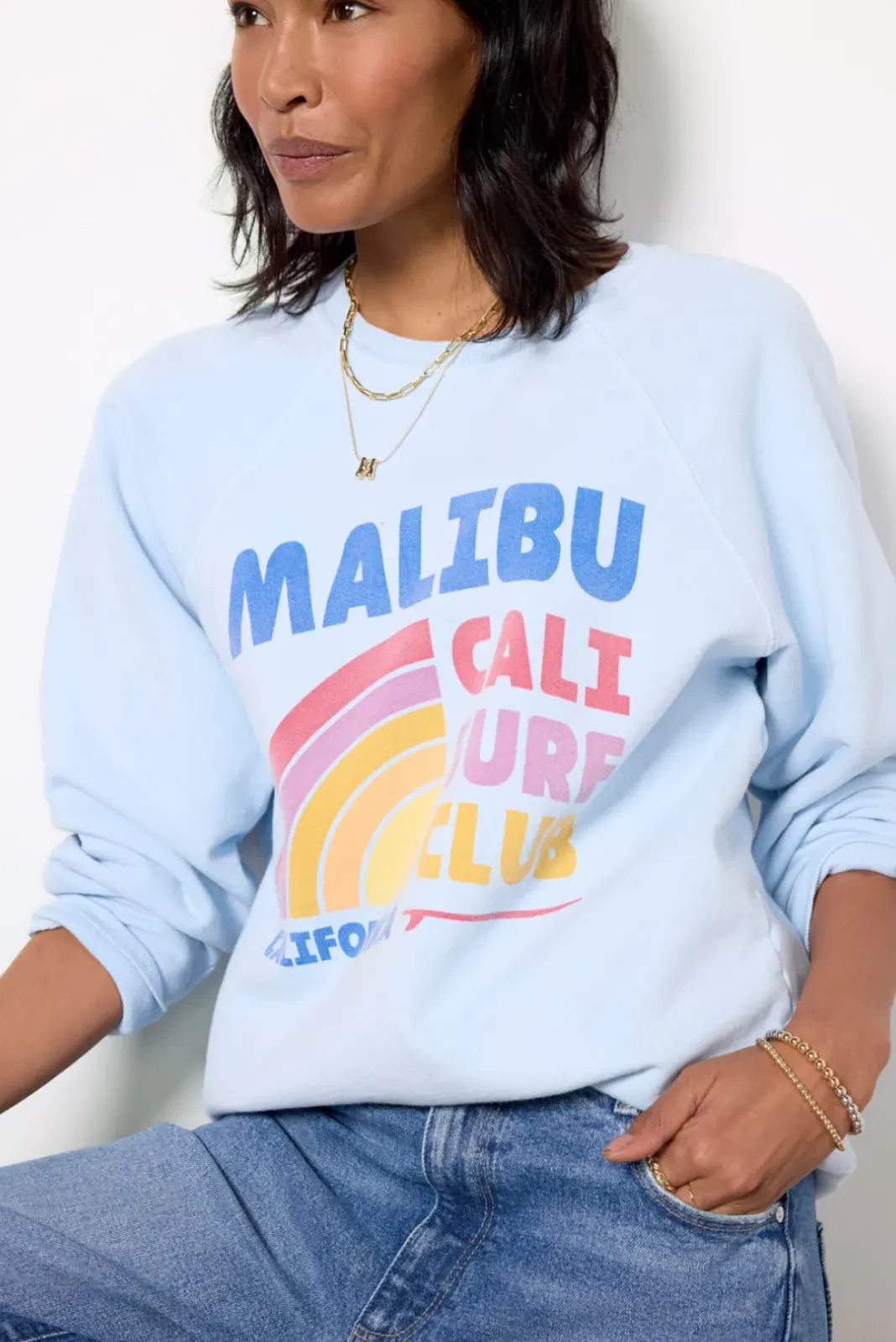Sweatshirts<RETRO BRAND BLACK LABEL Malibu Surf Club Sweatshirt Vintagecarolinablue