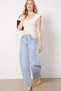 Tops & Tees<LNA Mara Cap Sleeve Rib Top Heatherwhite
