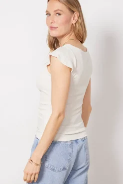 Tops & Tees<LNA Mara Cap Sleeve Rib Top Heatherwhite