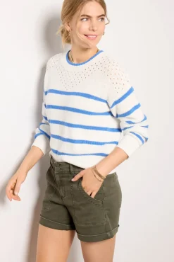Sweaters<EVEREVE Mara Pullover White/Bluestripe