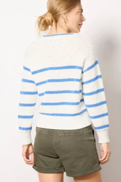 Sweaters<EVEREVE Mara Pullover White/Bluestripe