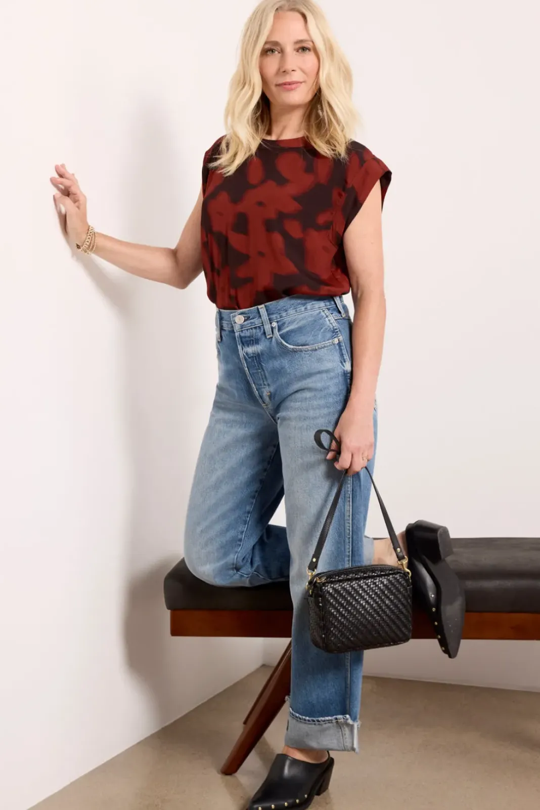 Tops & Tees<EVEREVE Marci Muscle Tank Black/Rust
