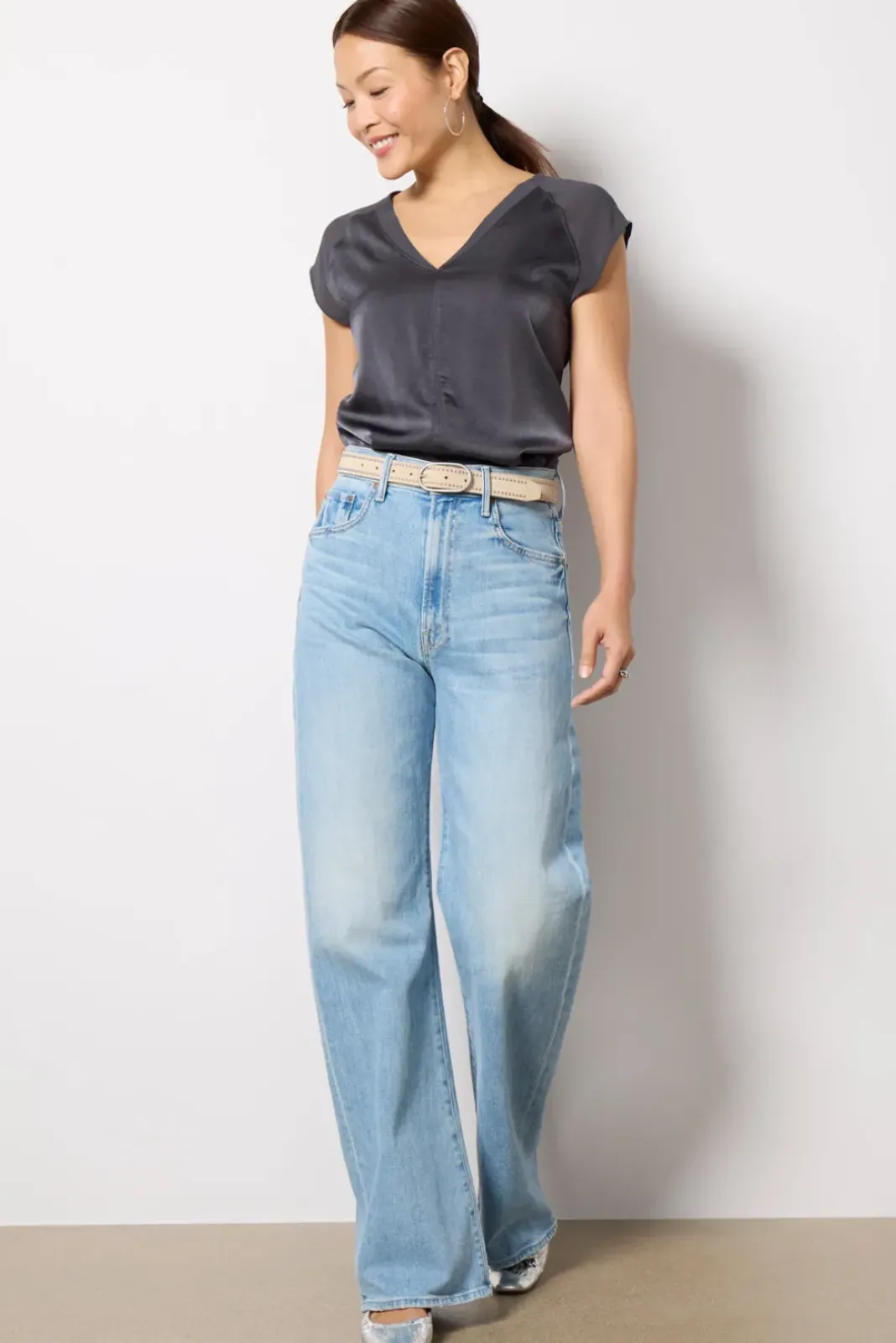 Tops & Tees<EVEREVE Mariah Remix Satin Tee Ebony