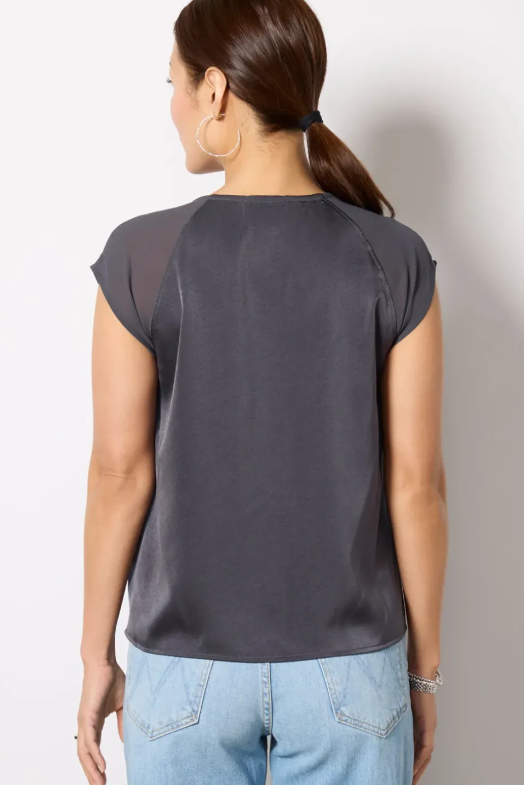 Tops & Tees<EVEREVE Mariah Remix Satin Tee Ebony