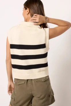 Sweaters<VELVET Mariette Vest Cream/Black