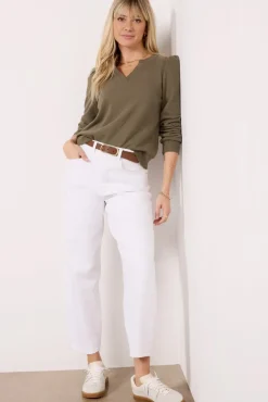 Sweatshirts<EVEREVE Marley Split Neck Sweatshirt Olive