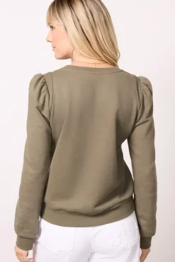 Sweatshirts<EVEREVE Marley Split Neck Sweatshirt Olive