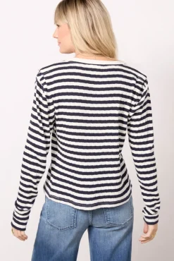 Tops & Tees<NATION LTD Marsel Long Sleeve Top Pointellestripe