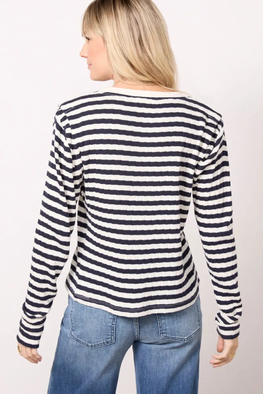 Tops & Tees<NATION LTD Marsel Long Sleeve Top Pointellestripe