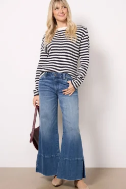 Tops & Tees<NATION LTD Marsel Long Sleeve Top Pointellestripe