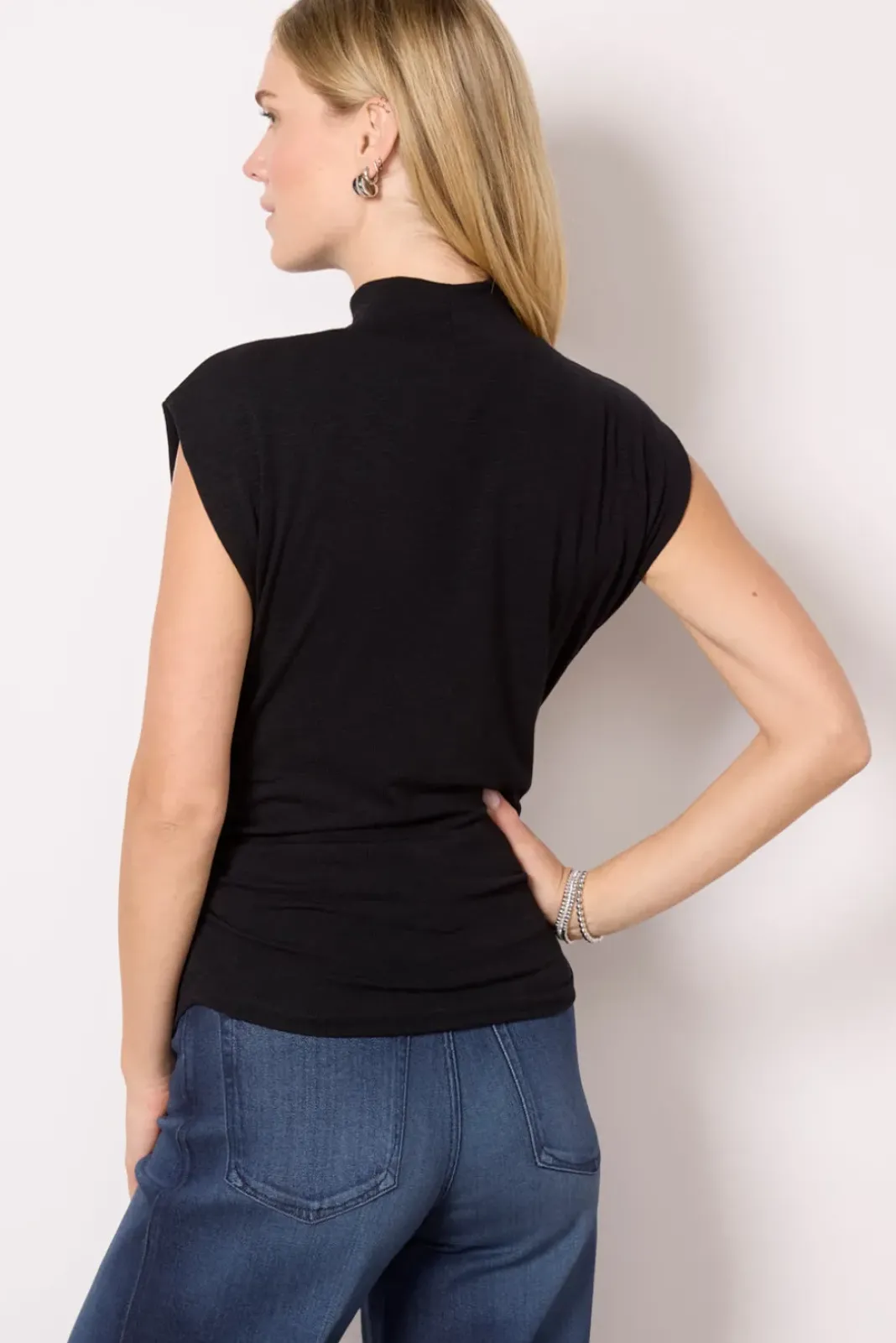 Tops & Tees<MICHAEL STARS Mary Mock Neck Top Black