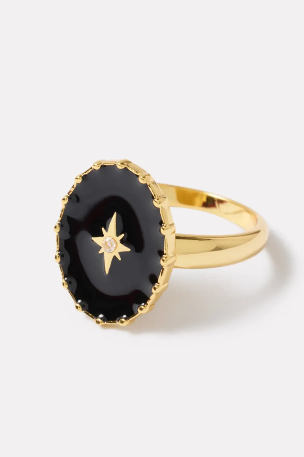 Jewelry<EVEREVE Maude Signet Ring Black/Gold