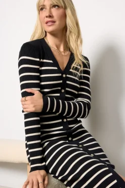 Dresses<EVEREVE McKenna Rib Dress Black/Whitestripe