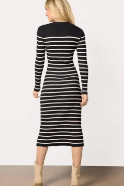 Dresses<EVEREVE McKenna Rib Dress Black/Whitestripe