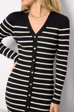 Dresses<EVEREVE McKenna Rib Dress Black/Whitestripe