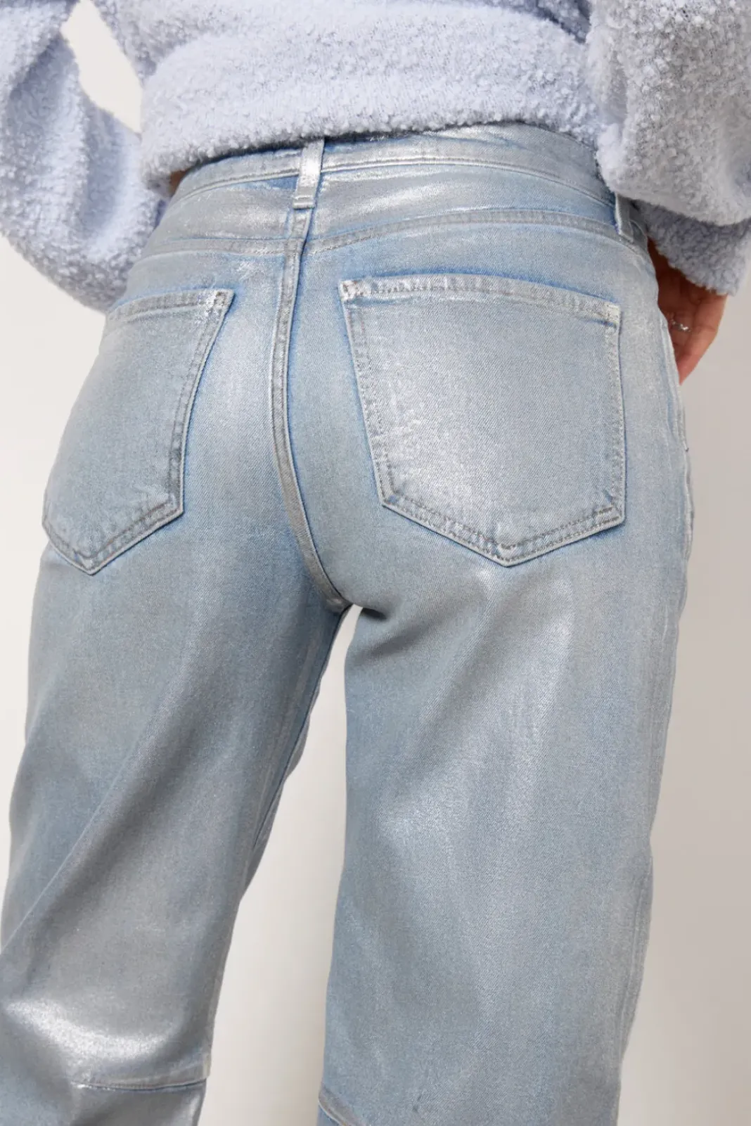 Jeans<KUT FROM THE KLOTH Metallic Ashley Barrel Silver