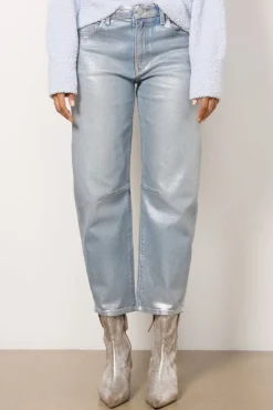 Jeans<KUT FROM THE KLOTH Metallic Ashley Barrel Silver