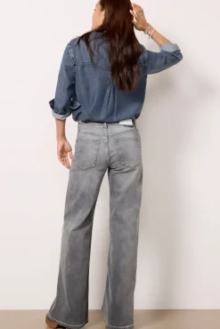 Jeans<RE/DONE Mid Rise Wide Leg Grigio