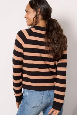 Sweaters<EVEREVE Mila Lady Like Cardigan Blackcamelstripe
