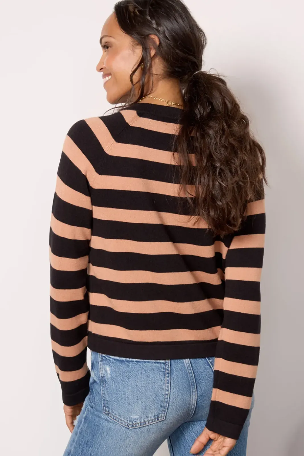 Sweaters<EVEREVE Mila Lady Like Cardigan Blackcamelstripe