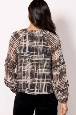Tops & Tees<EVEREVE Miley Plaid Chiffon Blouse Black/White