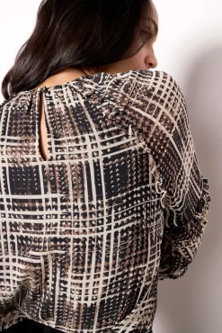 Tops & Tees<EVEREVE Miley Plaid Chiffon Blouse Black/White