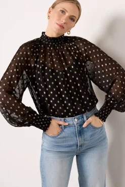 Tops & Tees<EVEREVE Millie Metallic Dot Blouse Black
