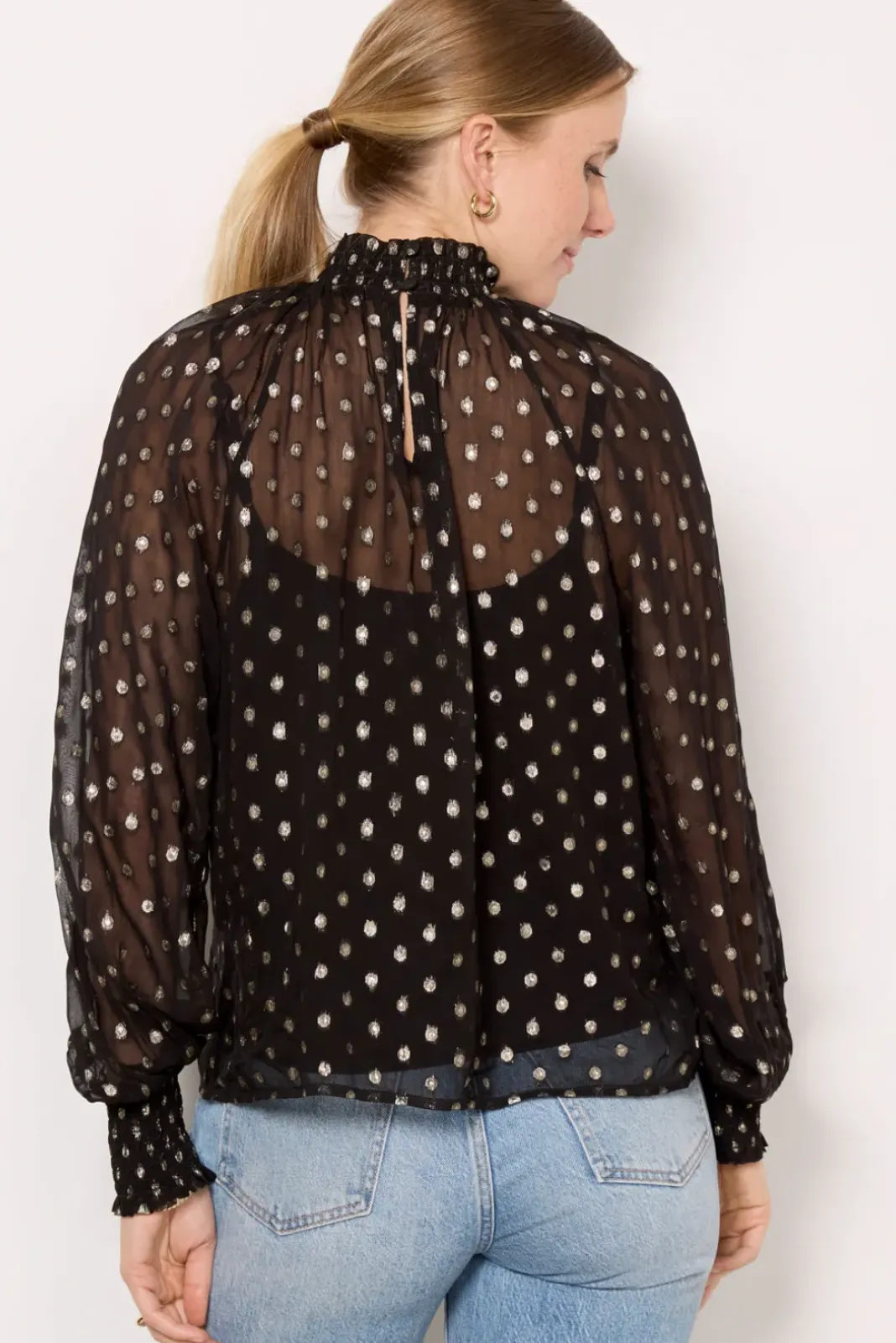 Tops & Tees<EVEREVE Millie Metallic Dot Blouse Black