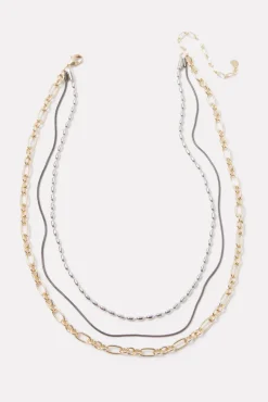 Jewelry<EVEREVE Mira Triple Chain Necklace Gold/Silver/Hemetite