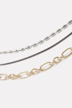 Jewelry<EVEREVE Mira Triple Chain Necklace Gold/Silver/Hemetite