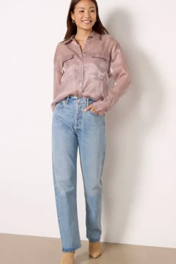 Tops & Tees<PISTOLA Miranda Relaxed Shirt Pinkplum