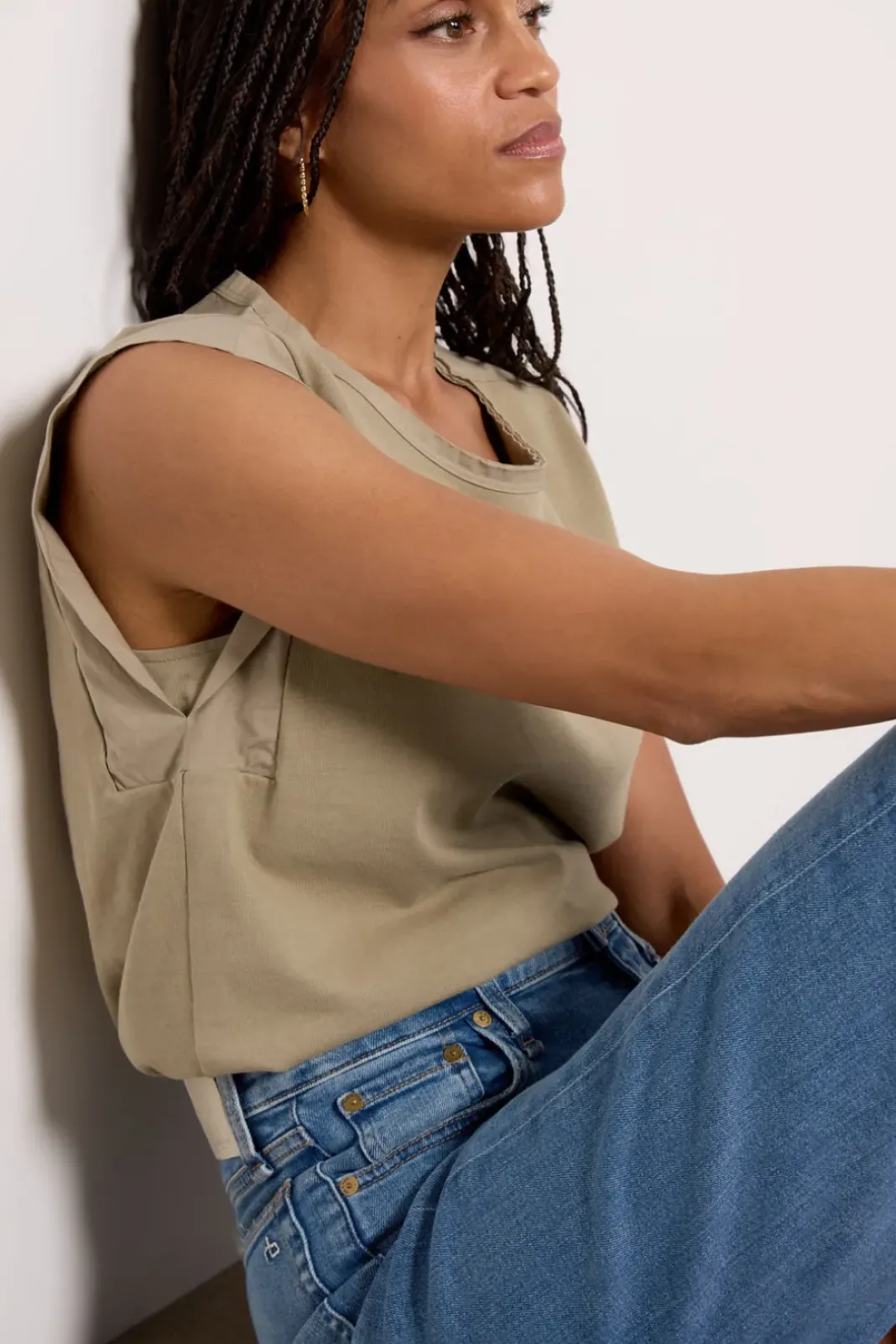 Tops & Tees<RAG AND BONE Mix Media Muscle Sage