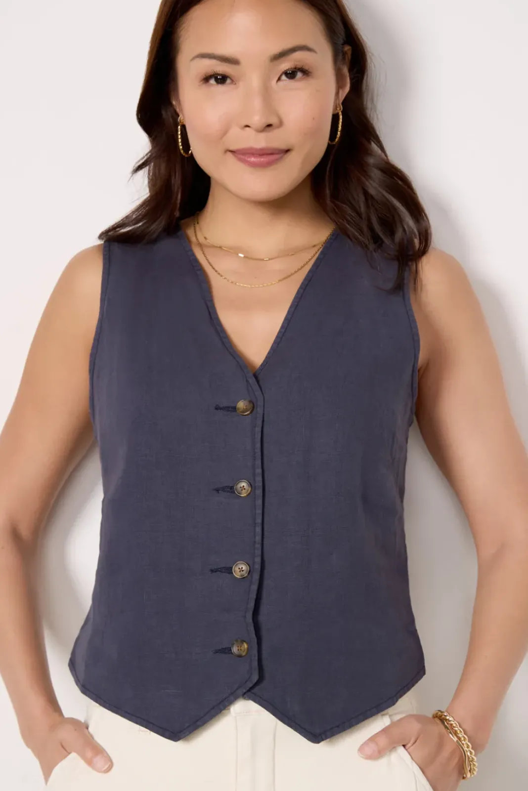 Blazers & Jackets<FAHERTY Monterey Linen Vest Aftermidnight