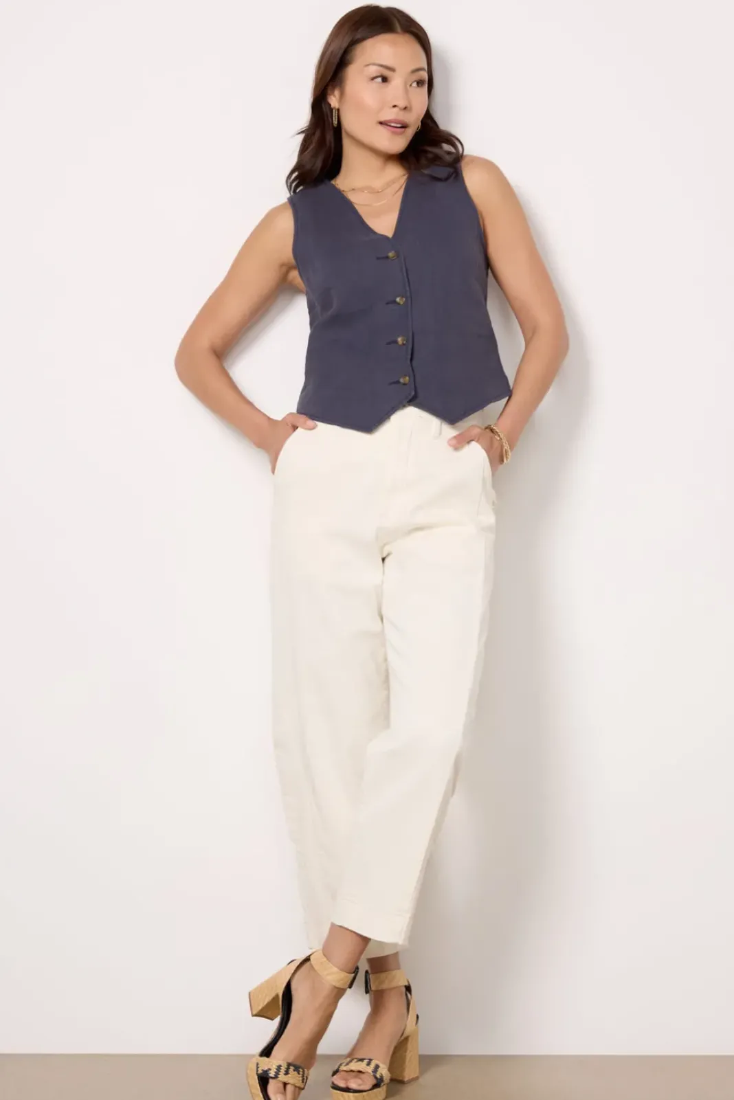 Blazers & Jackets<FAHERTY Monterey Linen Vest Aftermidnight