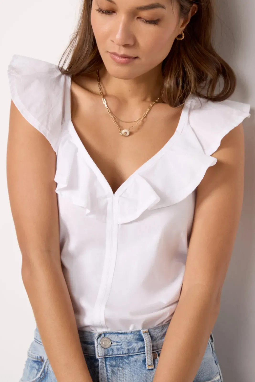 Tops & Tees<NATION LTD Neah Ruffle Tank White
