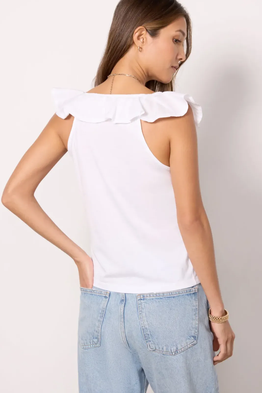 Tops & Tees<NATION LTD Neah Ruffle Tank White