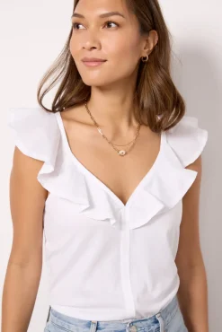 Tops & Tees<NATION LTD Neah Ruffle Tank White