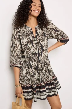 Dresses<VELVET Netta Dress Black/Ecru