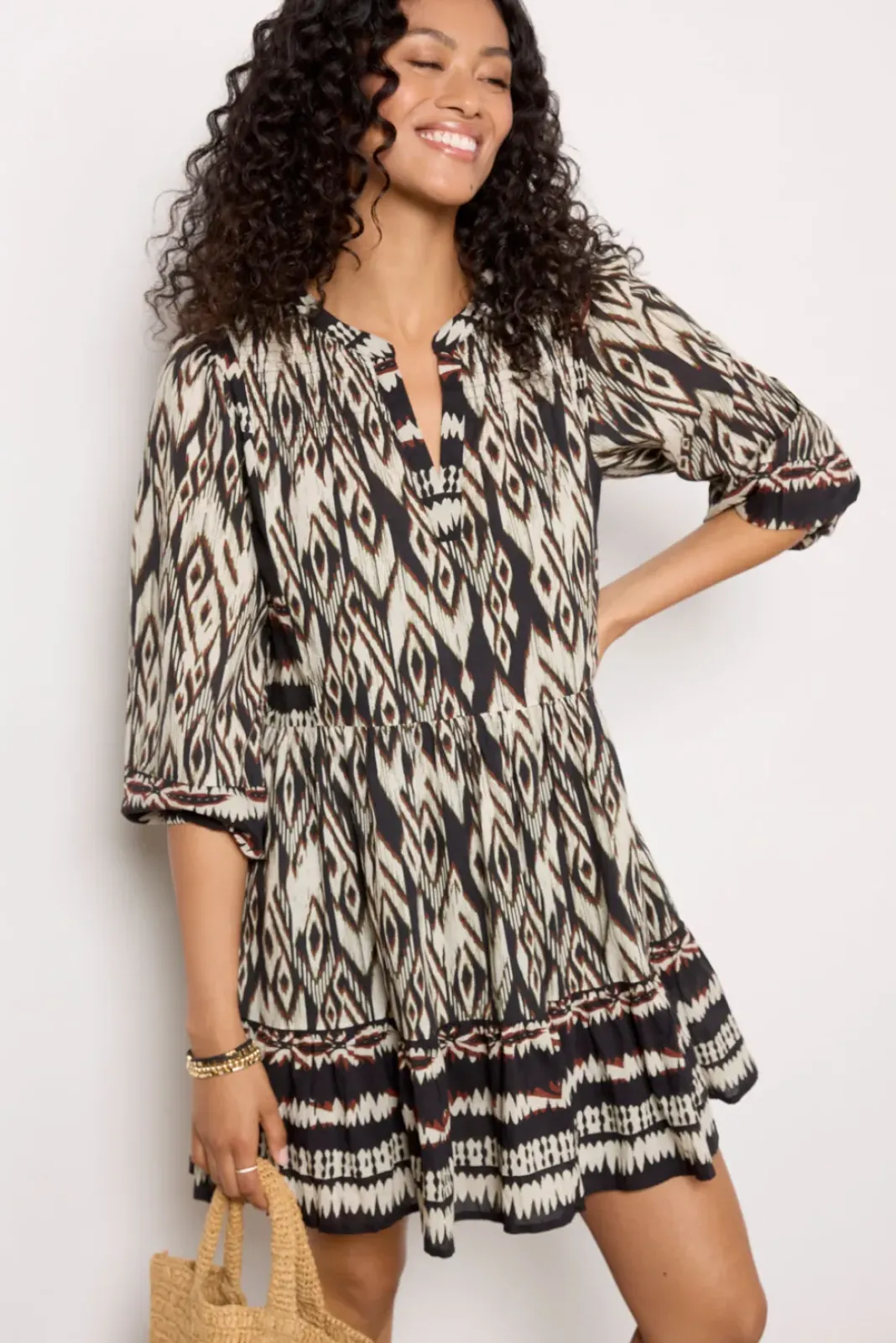 Dresses<VELVET Netta Dress Black/Ecru