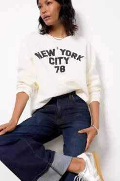 Sweatshirts<RETRO BRAND BLACK LABEL New York Reverse Slub Sweatshirt Vintagewhite