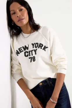 Sweatshirts<RETRO BRAND BLACK LABEL New York Reverse Slub Sweatshirt Vintagewhite